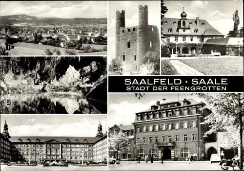 Ak Saalfeld an der Saale Thüringen, Feengrotten, Der Hohe Schwarm, Haus der Gewerkschaften