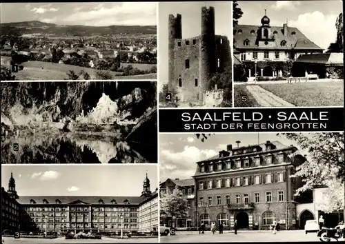 Ak Saalfeld an der Saale Thüringen, Feengrotten, Der Hohe Schwarm, Haus der Gewerkschaften