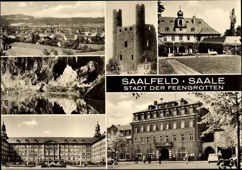 Ak Saalfeld an der Saale Thüringen, Feengrotten, Der Hohe Schwarm, Haus der Gewerkschaften