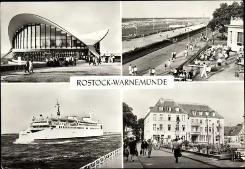 Ak Ostseebad Warnemünde Rostock, Gaststätte Teepott, Strandpromenade, Fährschiff Warnemünde