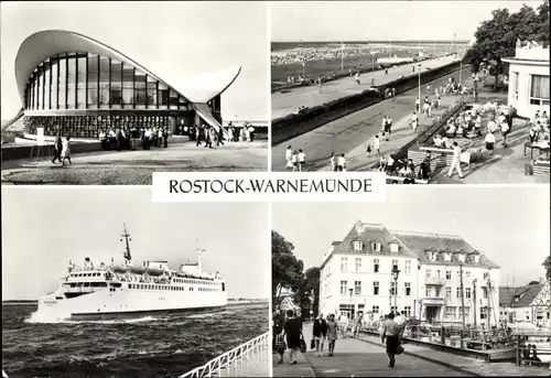 Ak Ostseebad Warnemünde Rostock, Gaststätte Teepott, Strandpromenade, Fährschiff Warnemünde