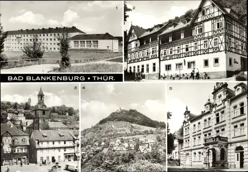 Ak Bad Blankenburg in Thüringen, Marktplatz, Burgruine Greifenstein, FDGB Erholungsheim Magnus Poser