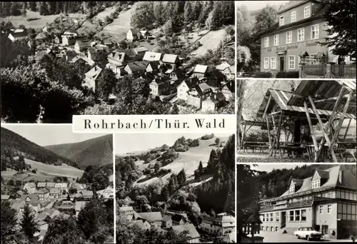 Ak Rohrbach Thüringer Wald, Blick auf den Ort, Gasthaus Auerhahn, Auto