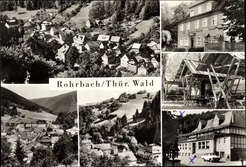 Ak Rohrbach Thüringer Wald, Blick auf den Ort, Gasthaus Auerhahn, Auto