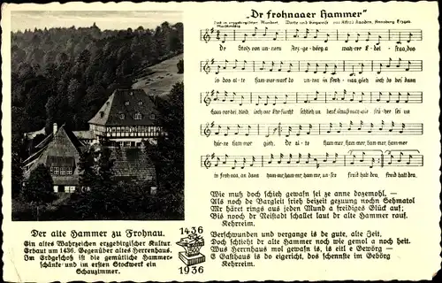 Lied Ak Frohnau Annaberg Buchholz Erzgebirge, Dr Frohnaaer Hammer, Hammerschänke, Alfred Kaaden