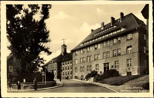 Ak Zella Mehlis im Thüringer Wald, Rathaus und Postamt