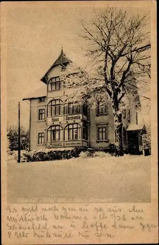 Ak Oberhof im Thüringer Wald, Haus Germania, Winter