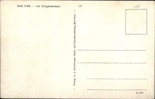 Ak Bad Ems an der Lahn, Am Kriegerdenkmal