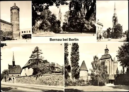 Ak Bernau bei Berlin, Steintor, Blick vom Stadtpark zur Marienkirche, Kirche, St. Georgenshospital