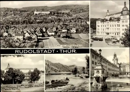 Ak Rudolstadt in Thüringen, Blick zum Schloss Heidecksburg, Markt, Wilhelm-Pieck-Platz, Schlosshof