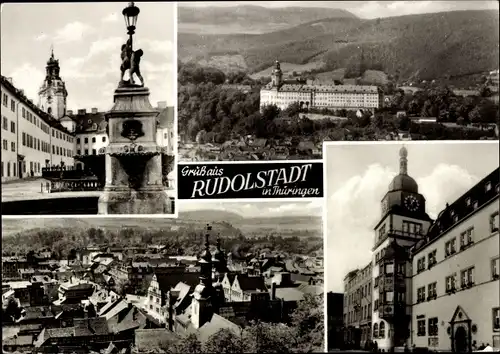 Ak Rudolstadt in Thüringen, Ortsansicht, Denkmal, Gebäude mit Turm