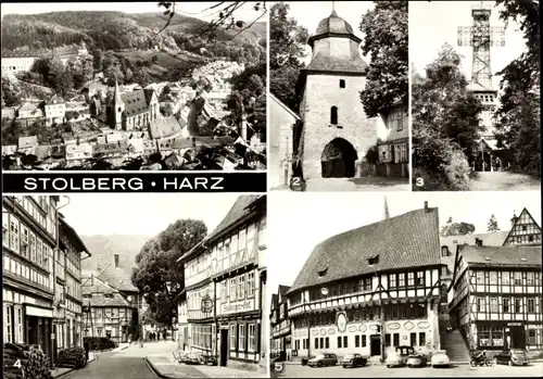 Ak Stolberg im Harz, Rittertor, Josephshöhe, Neustadtstraße, Rathaus, Übersicht