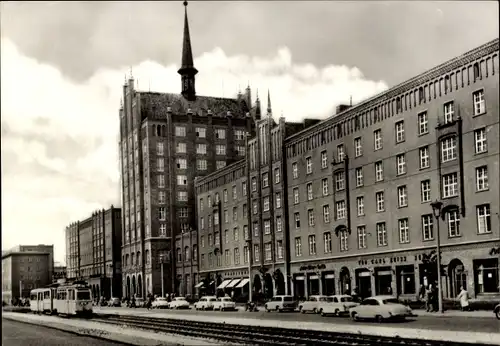 Ak Hansestadt Rostock, Lange Straße, Straßenbahn