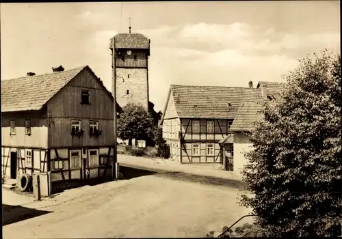 Ak Förtha Gerstungen in Thüringen, Blick zum Gasthaus Weißes Roß, Fachwerkhäuser