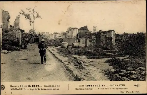 Ak Bitola Monastir Mazedonien, Guerre 1914-17, Apres le bombardement