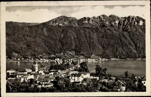 Ak Melide Lago di Lugano Kanton Tessin, il Ponte e Monte Generoso