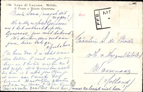 Ak Melide Lago di Lugano Kanton Tessin, il Ponte e Monte Generoso