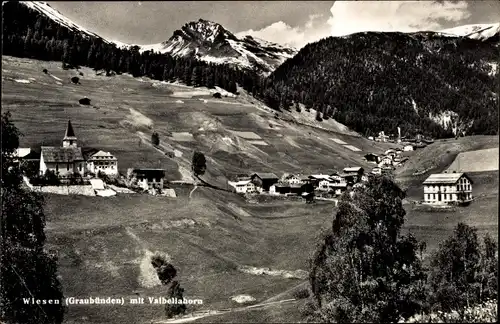 Ak Wiesen Davos Kanton Graubünden, Gesamtansicht mit Valbellahorn