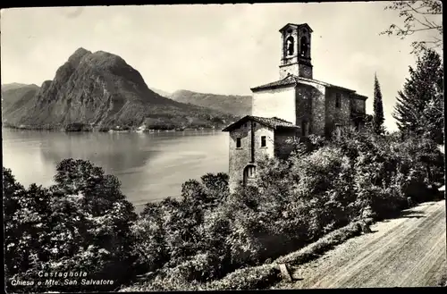 Ak Castagnola Cassarate Lugano Kt Tessin, Chiesa e Mte. San Salvatore