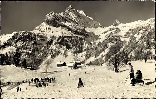 Ak Braunwald Kanton Glarus, Übungsfeld der Skischule mit Ortstock