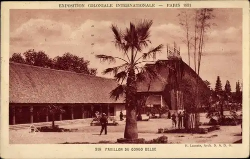 Ak Paris I Louvre, Exposition Coloniale Internationale 1931, Pavillon du Congo Belge