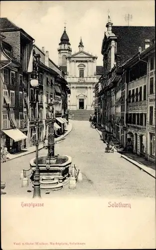 Ak Solothurn Stadt Schweiz, Hauptgasse, Blick auf die Kirche