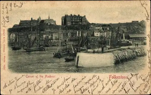 Ak Folkestone Kent England, Corner of the Harbour