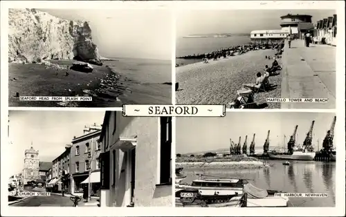 Ak Seaford East Sussex England, Head from Splash Point, Martello Tower and Beach, Church Street