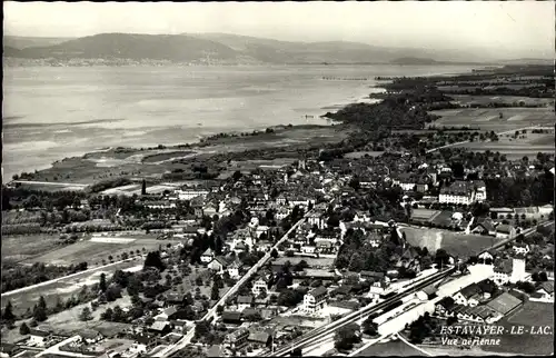 Postkarte Estavayer le Lac Kanton Freiburg, Luftbild vom Ort