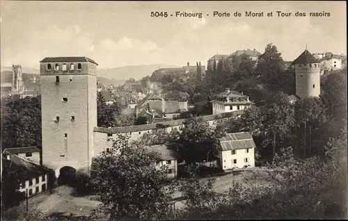 Ak Freiburg Stadt Freiburg Schweiz, Murtentor und Rasiermesserturm