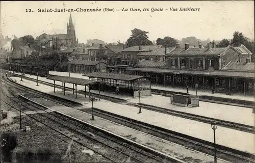 Ak Saint Just en Chaussée Oise, La Gare, les Quais