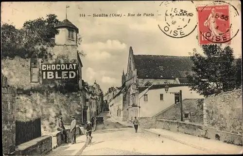 Ak Senlis-Oise, Rue de Paris, Chocolat Ibled
