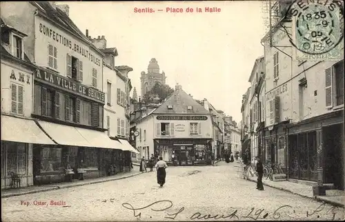 Ak Senlis-Oise, Place de la Halle, Confections