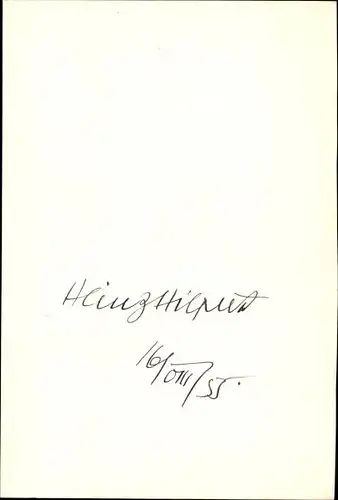 Ak Autogramm Heinz Hilpert, Schauspieler, Theaterregisseur, Intendant Berlin, Göttingen, Konstanz