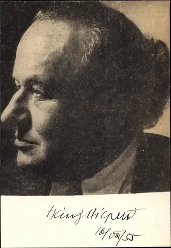 Ak Schauspieler Heinz Hilpert, Theaterregisseur, Intendant Berlin, Autogramm 1955