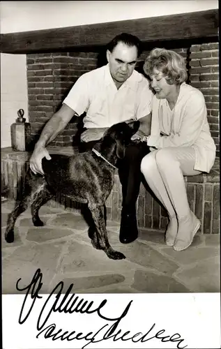 Ak Schauspielerin Anny Ondra, Boxer Max Schmeling, Hunt, Autogramm