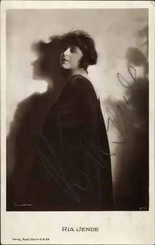 Ak Schauspielerin und Tänzerin Ria Jende, Portrait, Autogramm