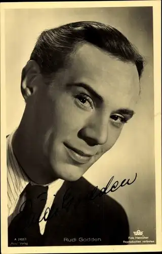 Ak Schauspieler Rudi Godden, Portrait, Ross Verlag A 2455 1, Autogramm