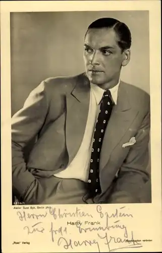Ak Schauspieler Harry Frank, Portrait, Autogramm