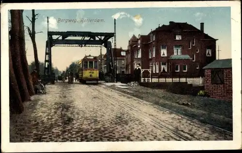 Ak Rotterdam Südholland Niederlande, Bergweg, Straßenbahn