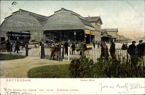 Ak Rotterdam Südholland Niederlande, Station Maas, Bahnhof