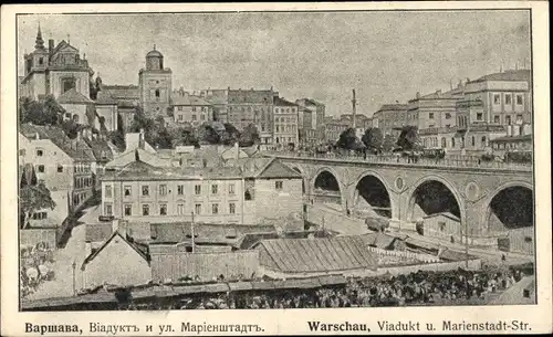 Ak Warszawa Warschau Polen, Viadukt und Marienstadt Straße