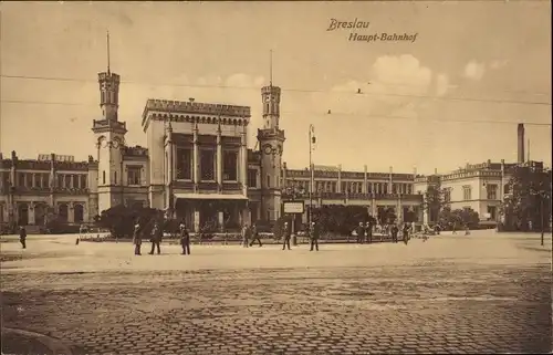 Ak Wrocław Breslau Schlesien, Partie am Hauptbahnhof