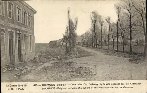 AK Diksmuide Diksmuide Westflandern, Blick aus einem von Deutschen besetzten Vorort der Stadt