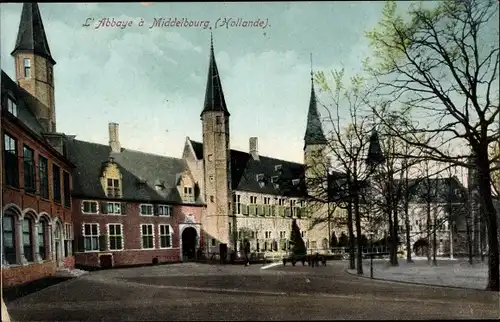 Ak Middelburg Zeeland Niederlande, Blick auf die Abtei, Platz, l'Abbaye