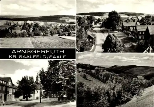 Ak Arnsgereuth Saalfeld an der Saale Thüringen, Ortsansichten, Felder, Berge, Kirche