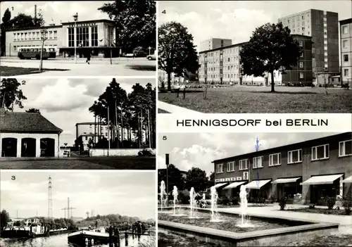 Ak Hennigsdorf Brandenburg, Friedrich Engels Straße, S Bahnhof, Friedrich Wolf Krankenhaus, Milchbar