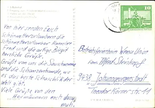 Ak Hennigsdorf Brandenburg, Friedrich Engels Straße, S Bahnhof, Friedrich Wolf Krankenhaus, Milchbar