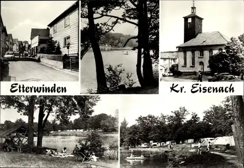 Ak Etterwinden Bad Salzungen Thüringen, Altenberger See, Kirche, Straßenpartie, Campingplatz