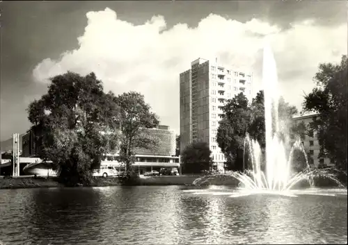 Ak Suhl in Thüringen, Warenhaus Centrum, Teich, Fontäne